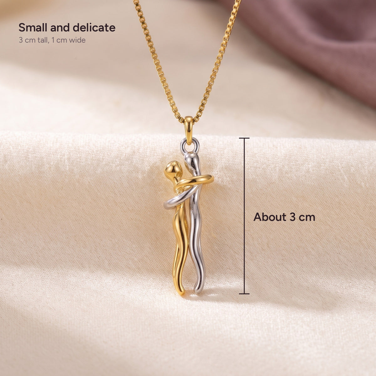 Hug Necklace pendant, about 3 cm tall