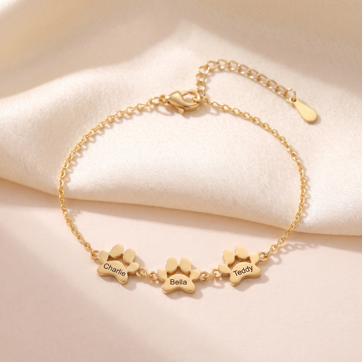 Paw Print Name Bracelet