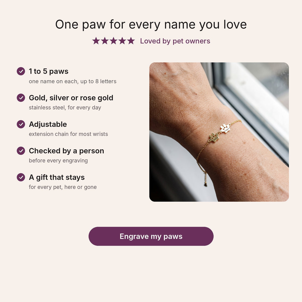 Why choose the Hoemia paw print name bracelet
