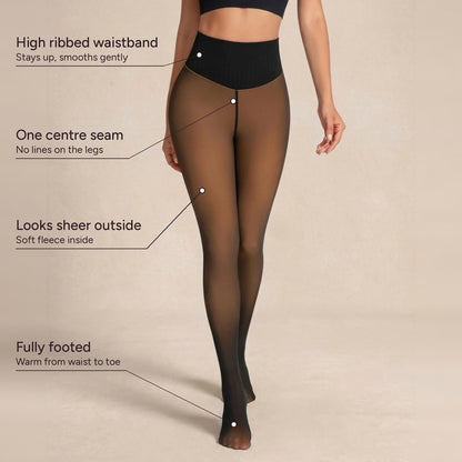 High ribbed waistband, one centre seam, fully footed