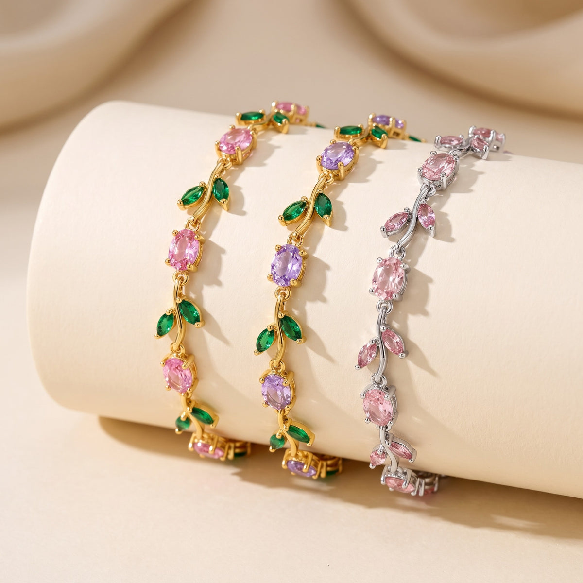 Three Tulip Bracelets in different colours